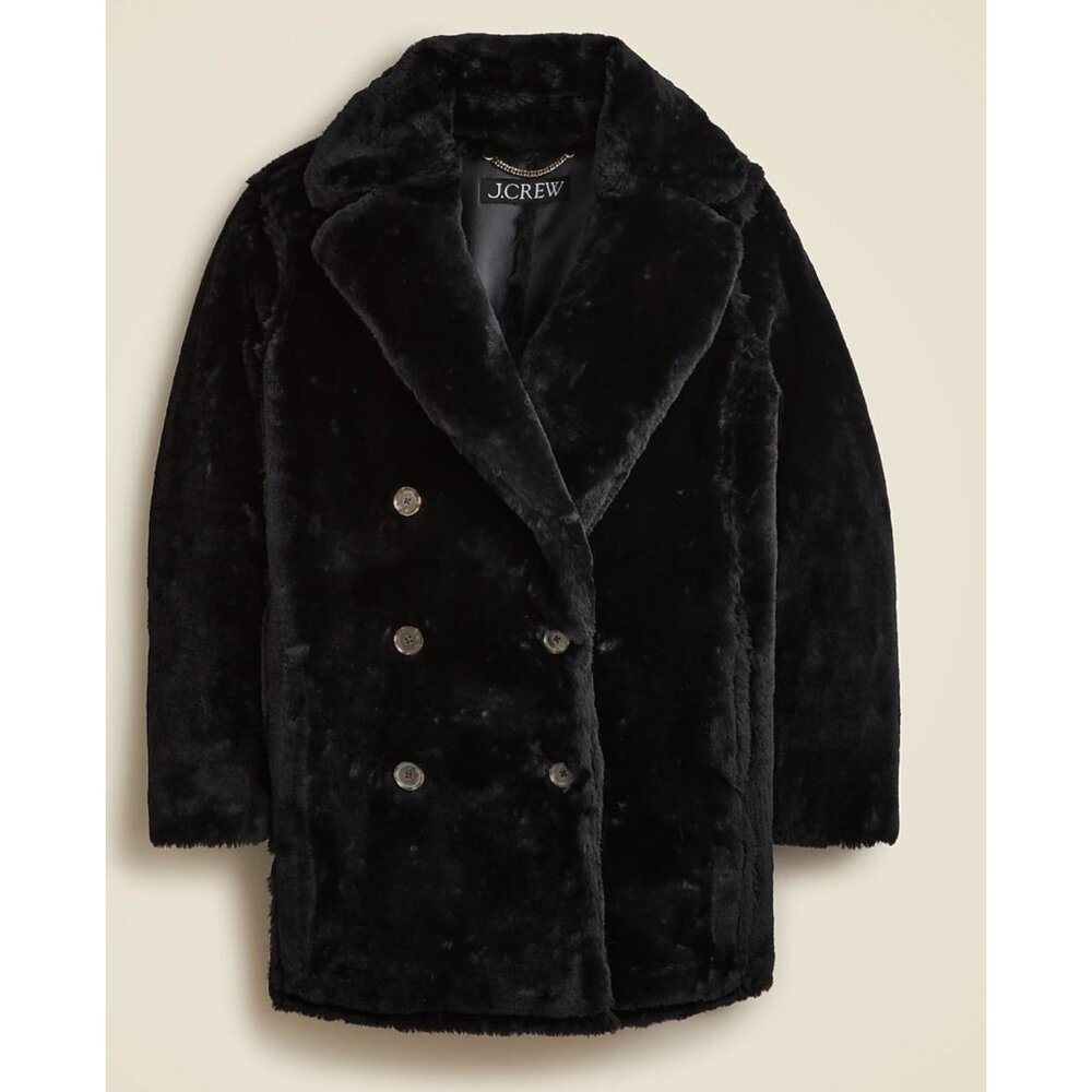 J. Crew Black Teddy Coat - Picture 2 of 8